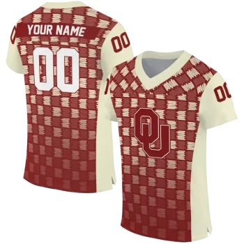 custom oklahoma sooners stacked rectangle crimson jersey best selling