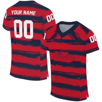 custom ole miss rebels art stripe red jersey best selling
