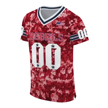 custom ole miss rebels camouflage abstract red jersey fashion forward