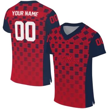 custom ole miss rebels stacked rectangle red jersey best selling