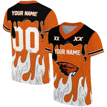 custom oregon state beavers dripping flames orange white jersey best selling
