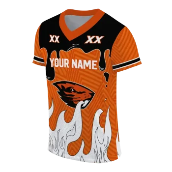 custom oregon state beavers dripping flames orange white jersey fashion forward