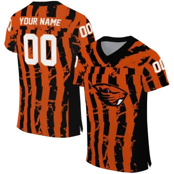 custom oregon state beavers stripe splatter orange jersey best selling