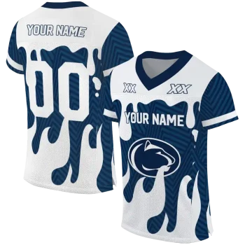 custom penn state nittany lions dripping flames blue white jersey best selling