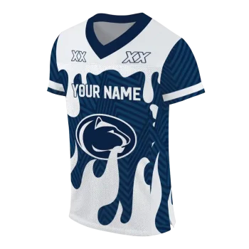 custom penn state nittany lions dripping flames blue white jersey fashion forward