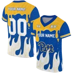 custom pittsburgh panthers dripping flames royal blue white jersey best selling