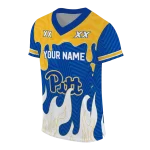 custom pittsburgh panthers dripping flames royal blue white jersey best selling