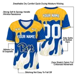 custom pittsburgh panthers dripping flames royal blue white jersey best selling