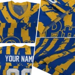 custom pittsburgh panthers stripe splatter royal blue jersey best selling