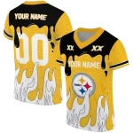 custom pittsburgh steelers dripping flames gold white jersey best selling