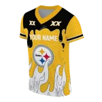 custom pittsburgh steelers dripping flames gold white jersey best selling