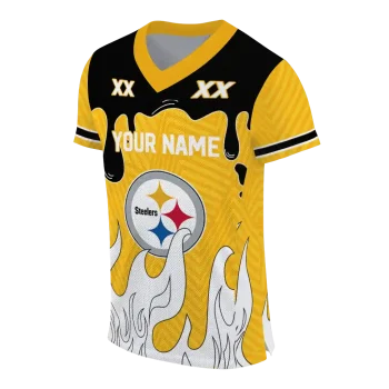 custom pittsburgh steelers dripping flames gold white jersey fashion forward