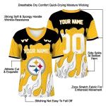custom pittsburgh steelers dripping flames gold white jersey best selling