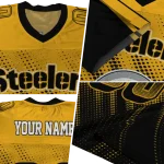 custom pittsburgh steelers halftone fade gold black jersey best selling