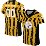 custom pittsburgh steelers stripe splatter gold jersey best selling