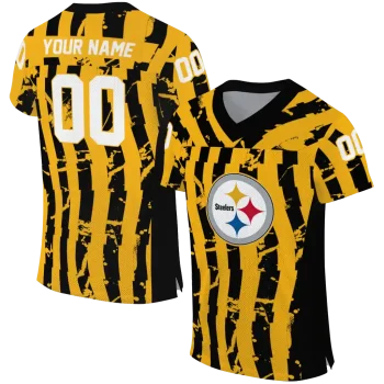 custom pittsburgh steelers stripe splatter gold jersey best selling