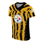 custom pittsburgh steelers stripe splatter gold jersey best selling
