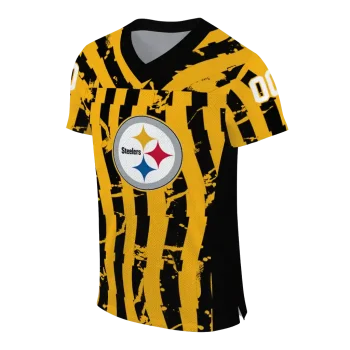 custom pittsburgh steelers stripe splatter gold jersey fashion forward