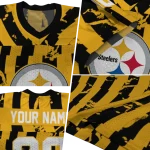 custom pittsburgh steelers stripe splatter gold jersey best selling