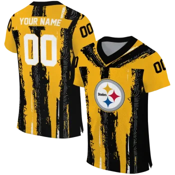 custom pittsburgh steelers striped texture gold jersey best selling