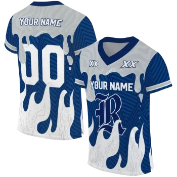 custom rice owls dripping flames navy blue white jersey best selling
