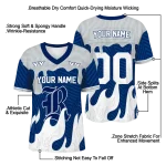 custom rice owls dripping flames navy blue white jersey best selling