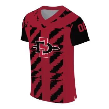 custom san diego state aztecs stripe block red jersey fashion forward