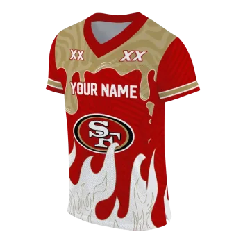 custom san francisco 49ers dripping flames red white jersey fashion forward