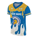 custom san jose state spartans dripping flames blue white jersey best selling