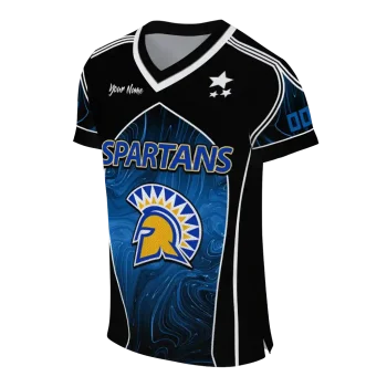 custom san jose state spartans halftone slant blue black jersey fashion forward
