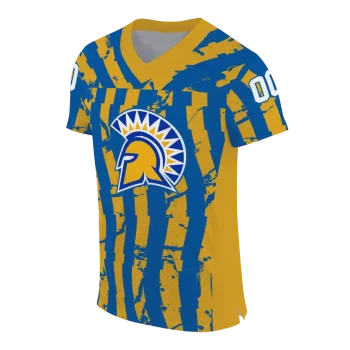 custom san jose state spartans stripe splatter blue jersey fashion forward