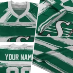 custom saskatchewan roughriders art stripe green jersey best selling