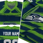 custom seattle seahawks art stripe blue jersey best selling