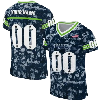 custom seattle seahawks camouflage abstract blue jersey best selling