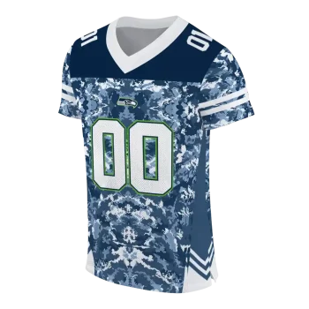 custom seattle seahawks mirrored pattern blue jersey fashion forward