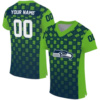 custom seattle seahawks stacked rectangle blue jersey best selling
