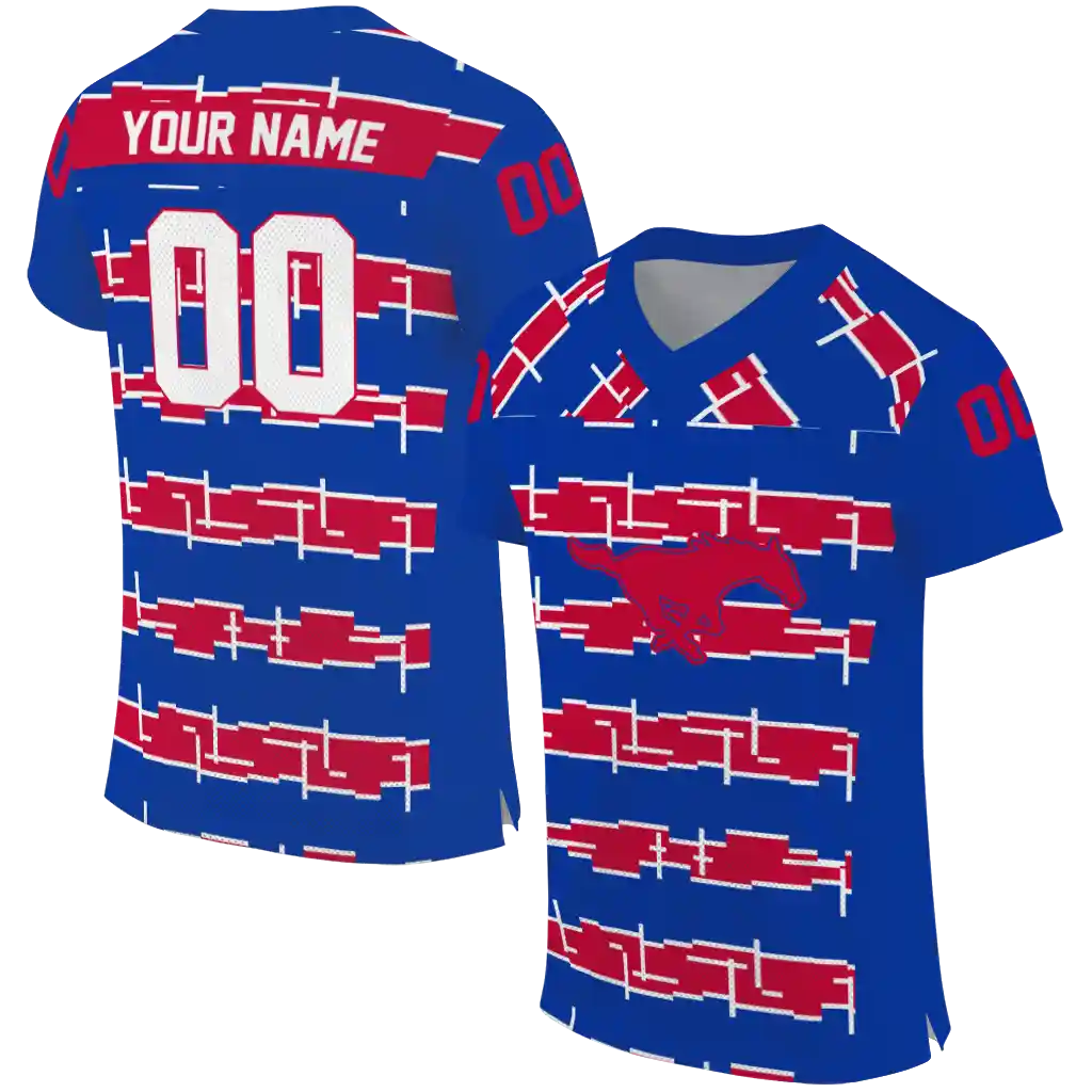 custom smu mustangs layered grids blue jersey best selling custom smu mustangs layered grids blue jersey best selling