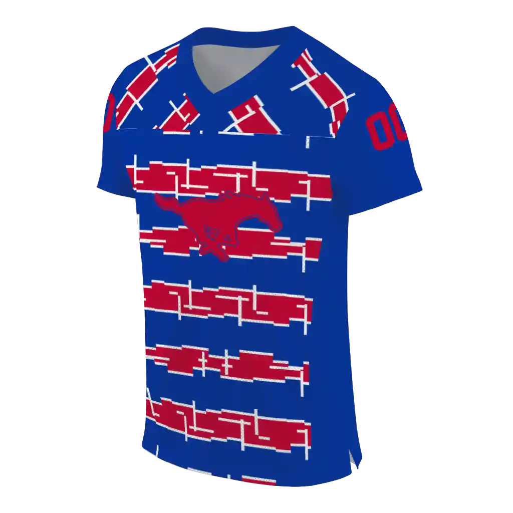 custom smu mustangs layered grids blue jersey fashion forward custom smu mustangs layered grids blue jersey fashion forward