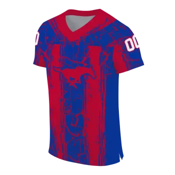 custom smu mustangs rugged stripes blue jersey fashion forward