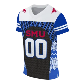 custom smu mustangs tire arrows blue black white jersey fashion forward