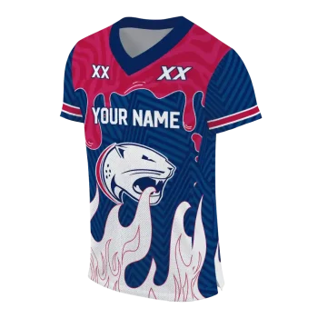 custom south alabama jaguars dripping flames blue white jersey fashion forward