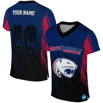 custom south alabama jaguars halftone flow blue black jersey best selling
