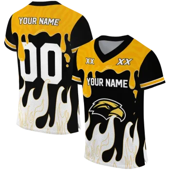 custom southern miss golden eagles dripping flames black white jersey best selling