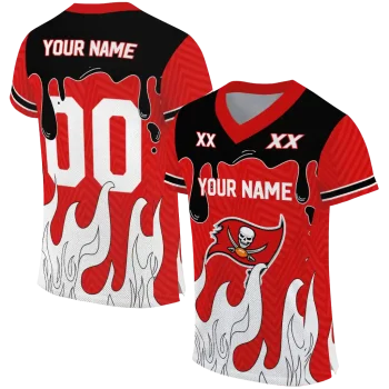 custom tampa bay buccaneers dripping flames red white jersey best selling