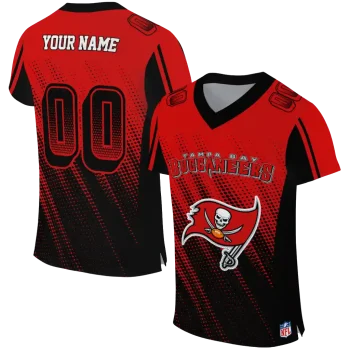 custom tampa bay buccaneers halftone fade red black jersey best selling