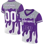 custom tcu horned frogs dripping flames purple white jersey best selling