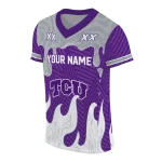custom tcu horned frogs dripping flames purple white jersey best selling