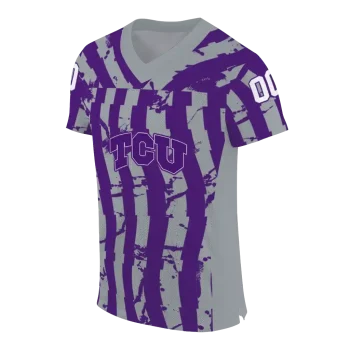custom tcu horned frogs stripe splatter purple jersey fashion forward