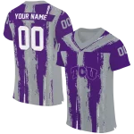 custom tcu horned frogs striped texture purple jersey best selling