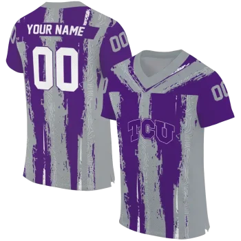 custom tcu horned frogs striped texture purple jersey best selling